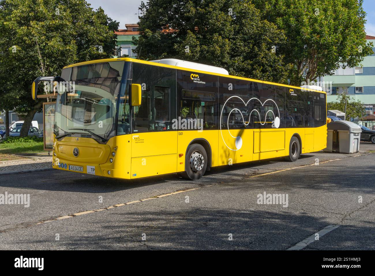 Lisbona, Portogallo, 14 agosto 2024, Bus, Carris metropolitana, servizio di trasporto pubblico su strada nell'area metropolitana di Lisbona Foto Stock