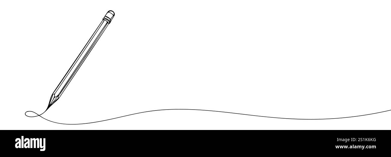 disegno a linea continua della linea di disegno con penna o matita. Illustrazione Vettoriale