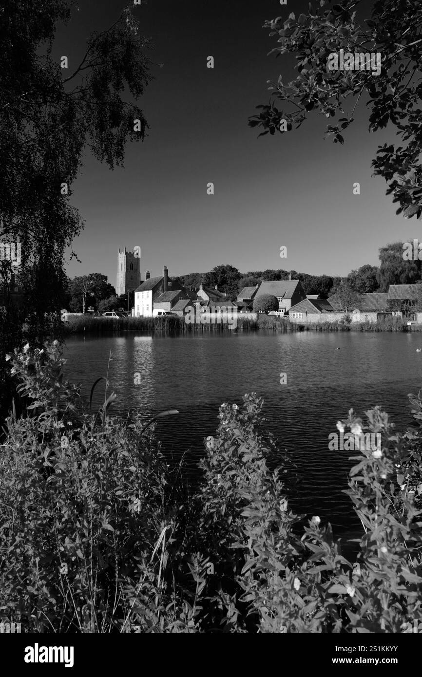 Vista sul laghetto delle anatre del villaggio di Great Massingham, North Norfolk, Inghilterra, Regno Unito Foto Stock