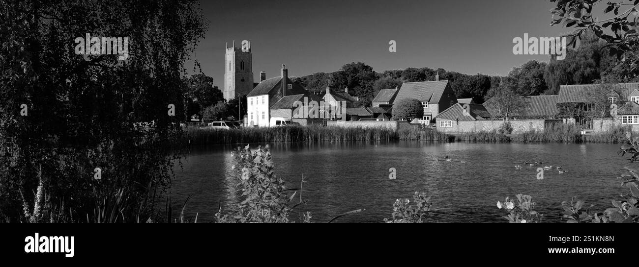 Vista sul laghetto delle anatre del villaggio di Great Massingham, North Norfolk, Inghilterra, Regno Unito Foto Stock