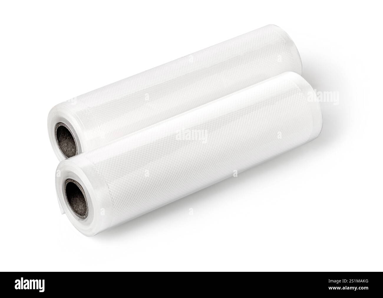 Pellicola di imballaggio in plastica isolata su sfondo bianco. con tracciato di ritaglio Foto Stock