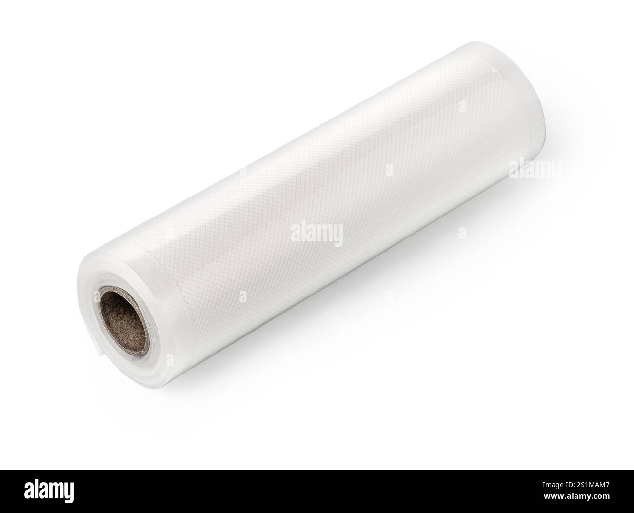 Pellicola di imballaggio in plastica isolata su sfondo bianco. con tracciato di ritaglio Foto Stock