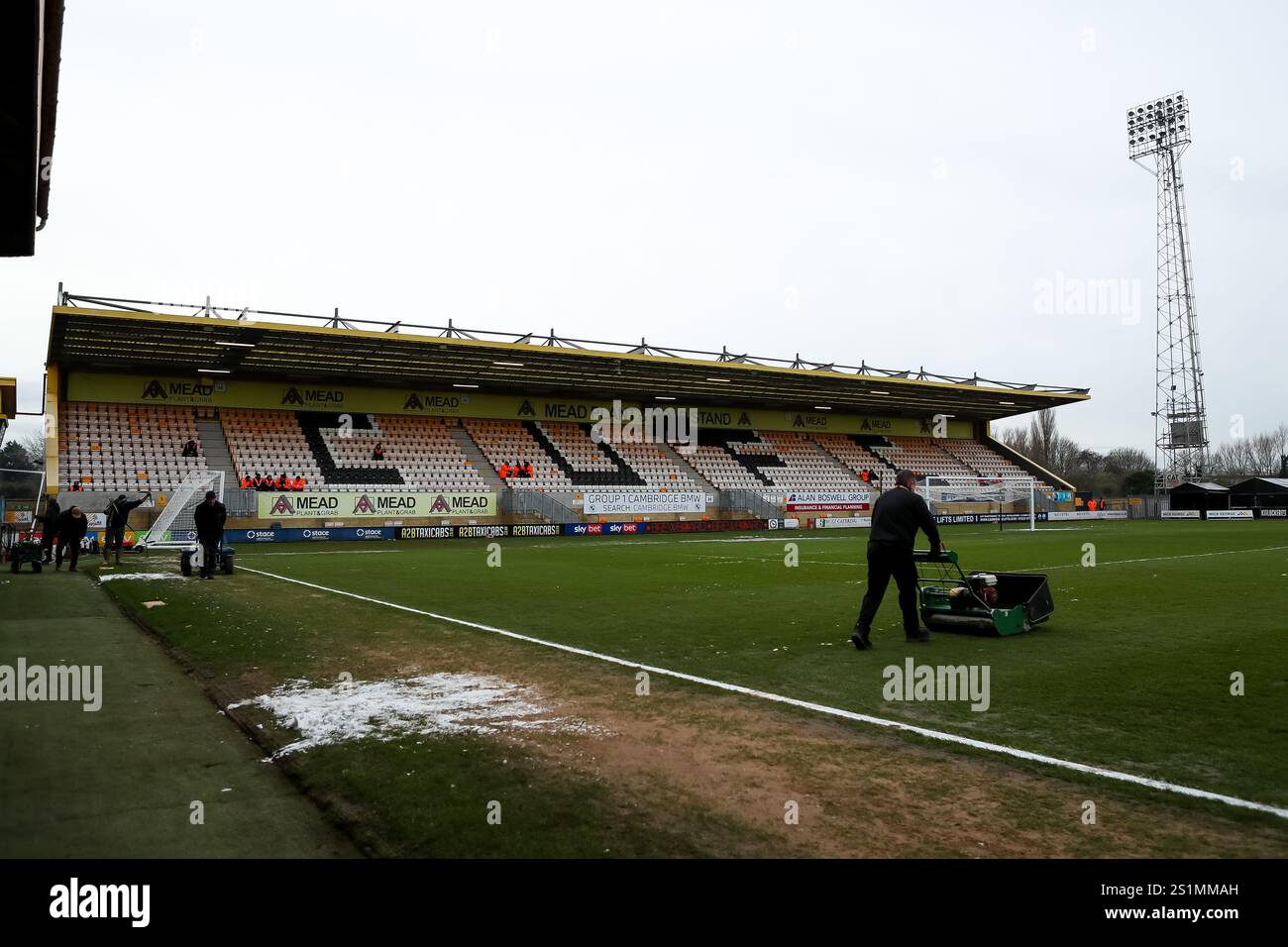 Una vista generale del Cledara Abbey Stadium, Cambridge prima della partita EFL League One tra Cambridge United e Bristol Rovers Foto Stock