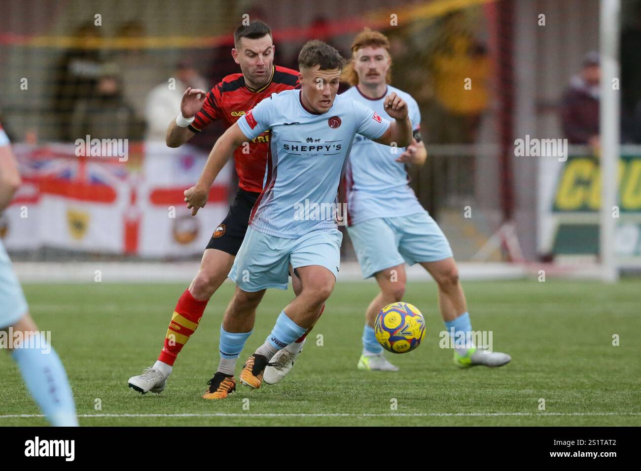 Gloucester, Regno Unito, 4 gennaio 2025. Alfie Moulden durante la partita della Southern League Premier Division South tra Gloucester City e Taunton Town FC. (Crediti: Gustavo Pantano/Alamy Live News) Foto Stock