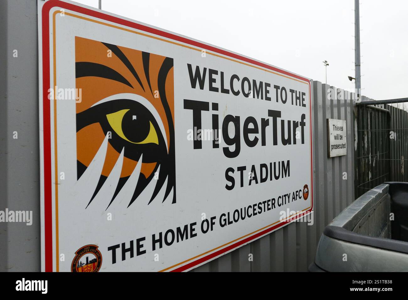 Gloucester, Regno Unito, 4 gennaio 2025. Vista dell'ingresso dello stadio durante la partita della Southern League Premier Division South tra Gloucester City e Taunton Town FC. (Crediti: Gustavo Pantano/Alamy Live News) Foto Stock