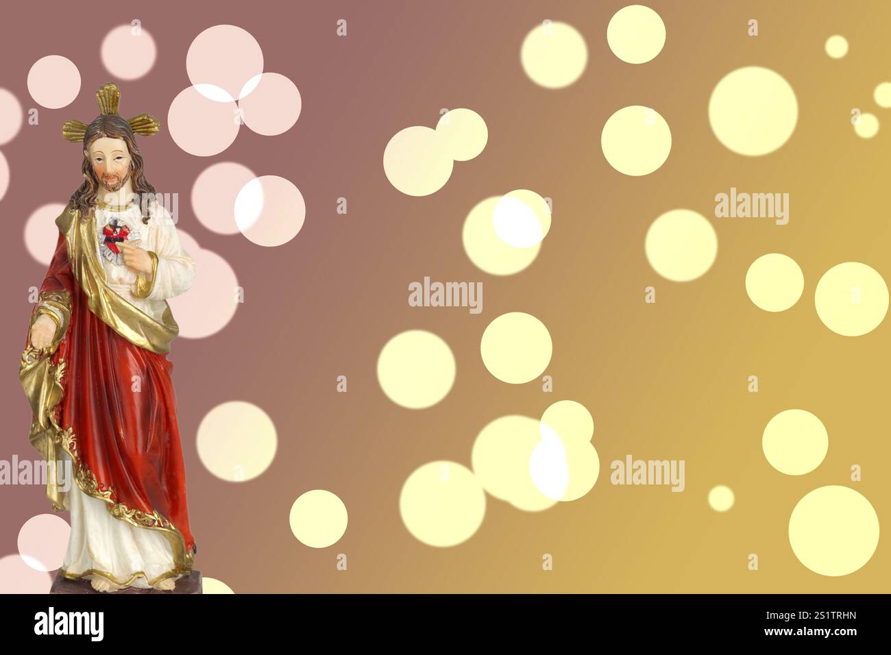 Figura di Gesù con bokeh come sfondo Foto Stock