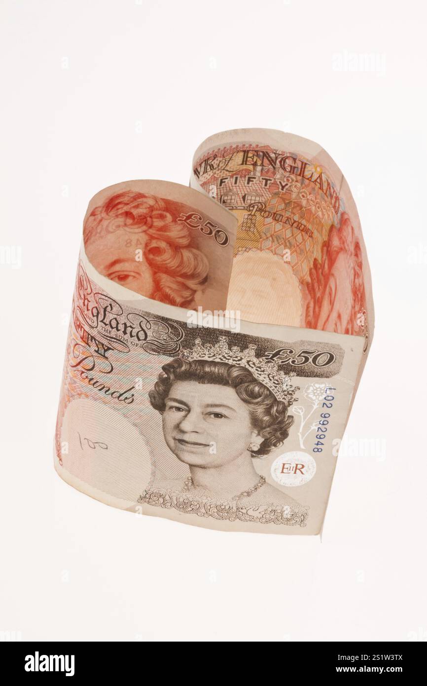 Sterlina britannica. Valuta dell'Inghilterra/Gran Bretagna in Europa. A forma di cuore. Austria Foto Stock