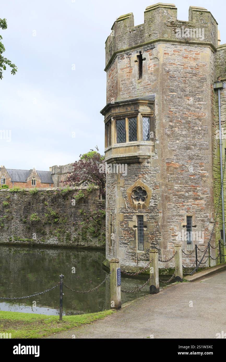 Ex palazzo episcopale, Wells, Somerset, Inghilterra, Gran Bretagna Foto Stock