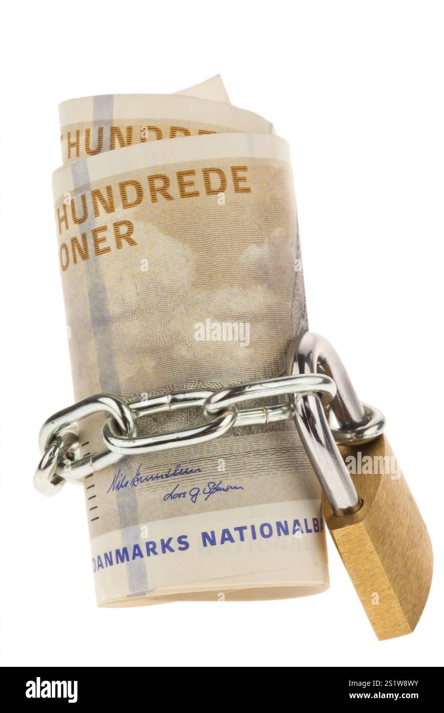 Corone danesi. Valuta dalla Danimarca in Europa e Castello. Investimento sicuro. Austria Foto Stock