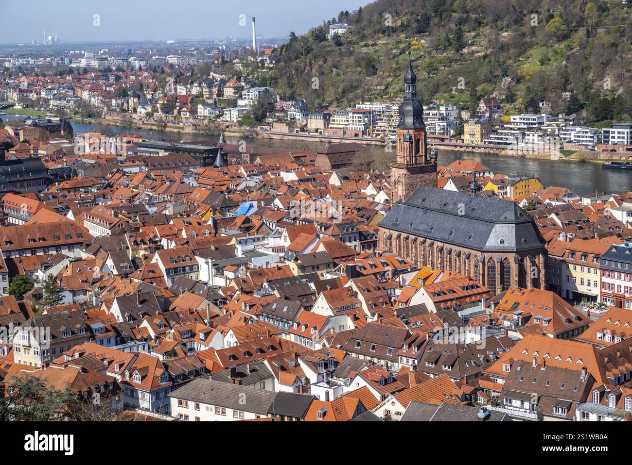 La vista dal famoso Castello di Heidelberg in Springtime è una popolare destinazione turistica ed è un vecchio edificio che vale la pena visitare. La vista da t Foto Stock La vista dal famoso Castello di Heidelberg in Springtime è una popolare destinazione turistica ed è un vecchio edificio che vale la pena visitare. La vista da t Foto Stock
