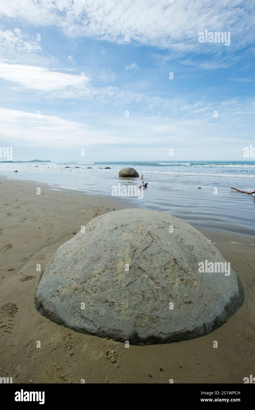 Moeraki Boulders, Koehoe Beach, Otago Coast, South Island nuova Zelanda Foto Stock