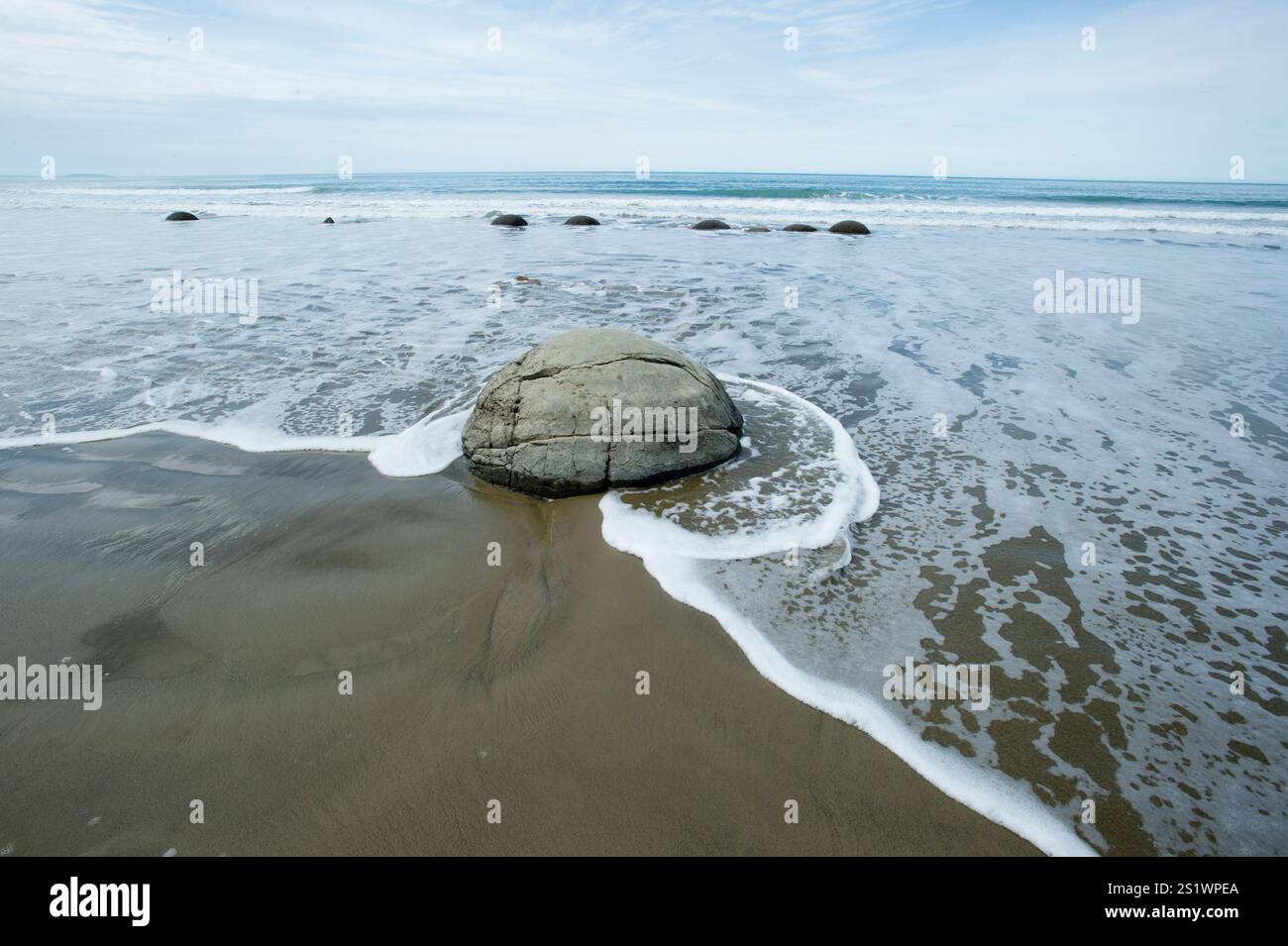 Moeraki Boulders, Koehoe Beach, Otago Coast, South Island nuova Zelanda Foto Stock