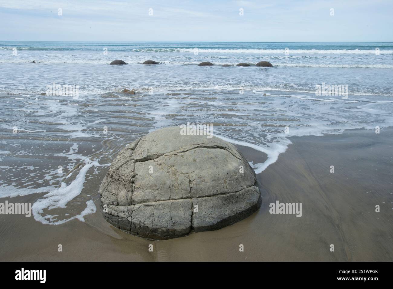 Moeraki Boulders, Koehoe Beach, Otago Coast, South Island nuova Zelanda Foto Stock