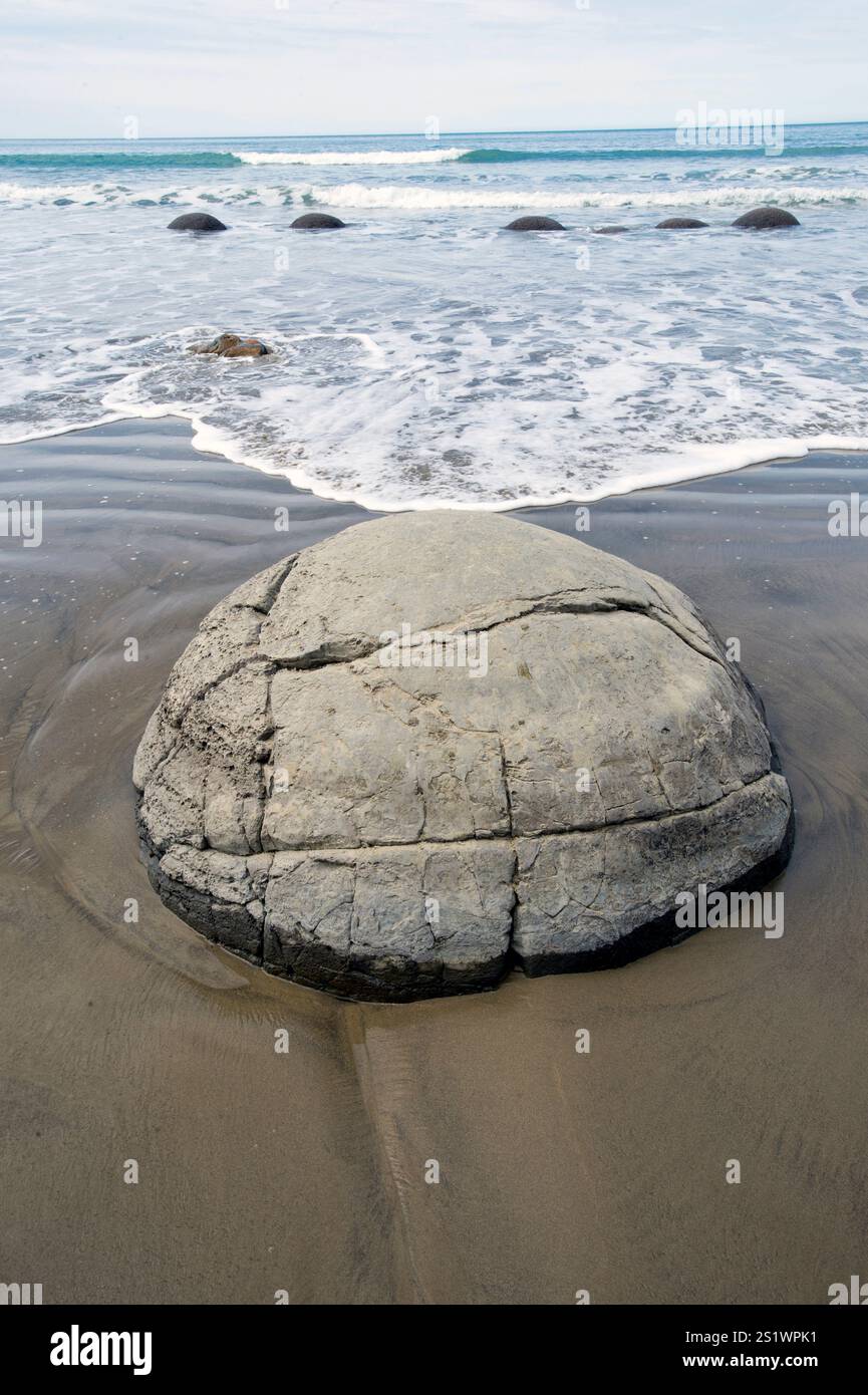 Moeraki Boulders, Koehoe Beach, Otago Coast, South Island nuova Zelanda Foto Stock
