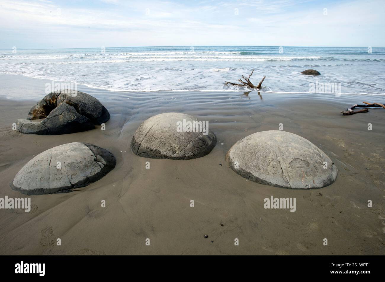 Moeraki Boulders, Koehoe Beach, Otago Coast, South Island nuova Zelanda Foto Stock