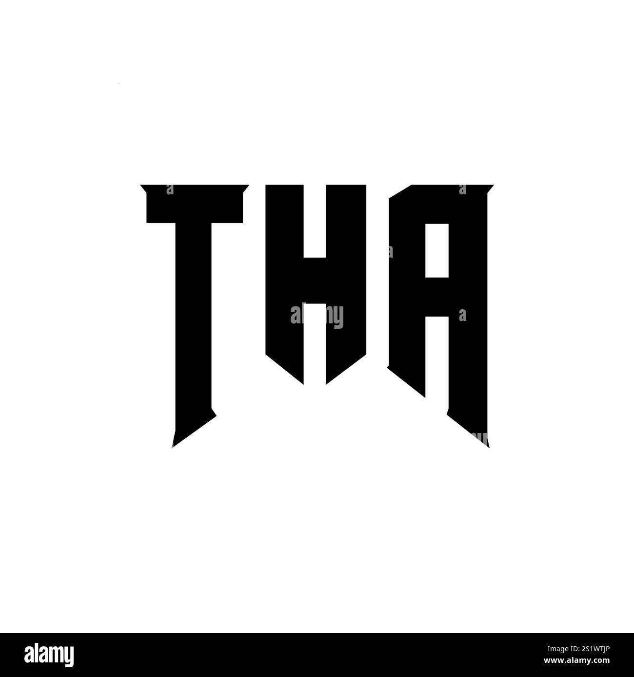 Design con logo a lettere per l'azienda tecnologica. Combinazione di colori bianco e nero con il logo. Logo, vettore THA, design THA, icona THA, THA alph Illustrazione Vettoriale