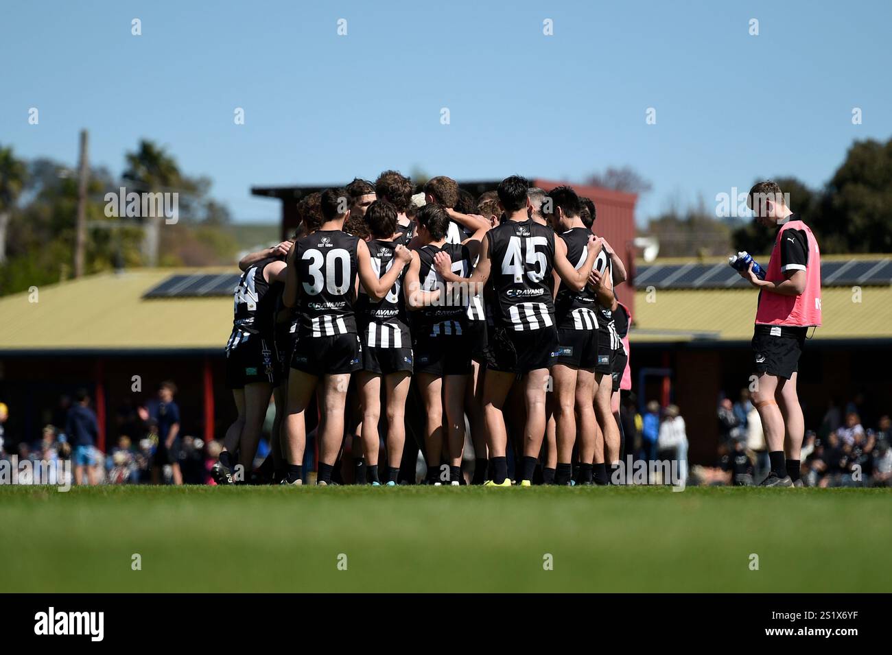 WODONGA, AUSTRALIA. 15 SETTEMBRE 2024. Wangaratta Magpies vs Wangaratta Rovers Football Club riserva una partita nella Ovens & Murray Football Netball League Foto Stock