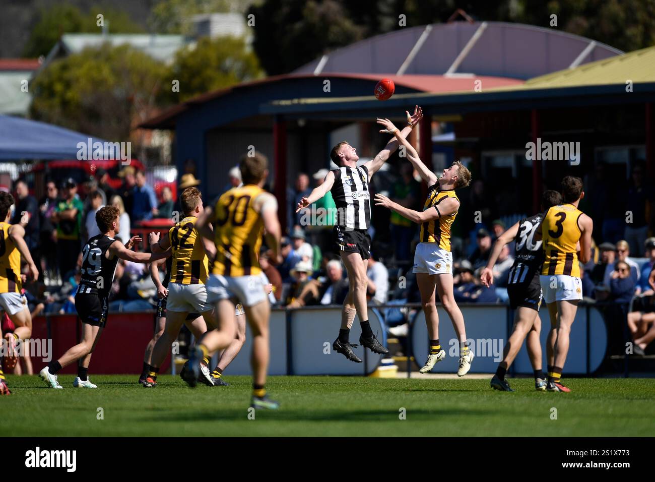 WODONGA, AUSTRALIA. 15 SETTEMBRE 2024. Wangaratta Magpies vs Wangaratta Rovers Football Club riserva una partita nelle finali Ovens & Murray Football Foto Stock