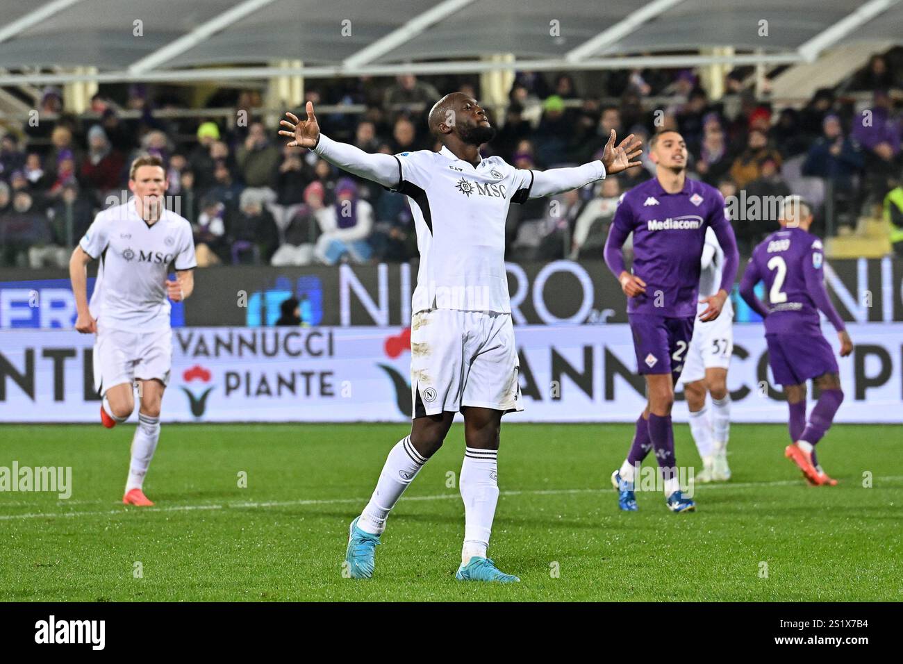 4 gennaio 2025, Stadio Artemio Franchi, Firenze, Italia; partita di calcio Enilive di serie A; Fiorentina contro Napoli; Romelu Lukaku della SSC Napoli Foto Stock