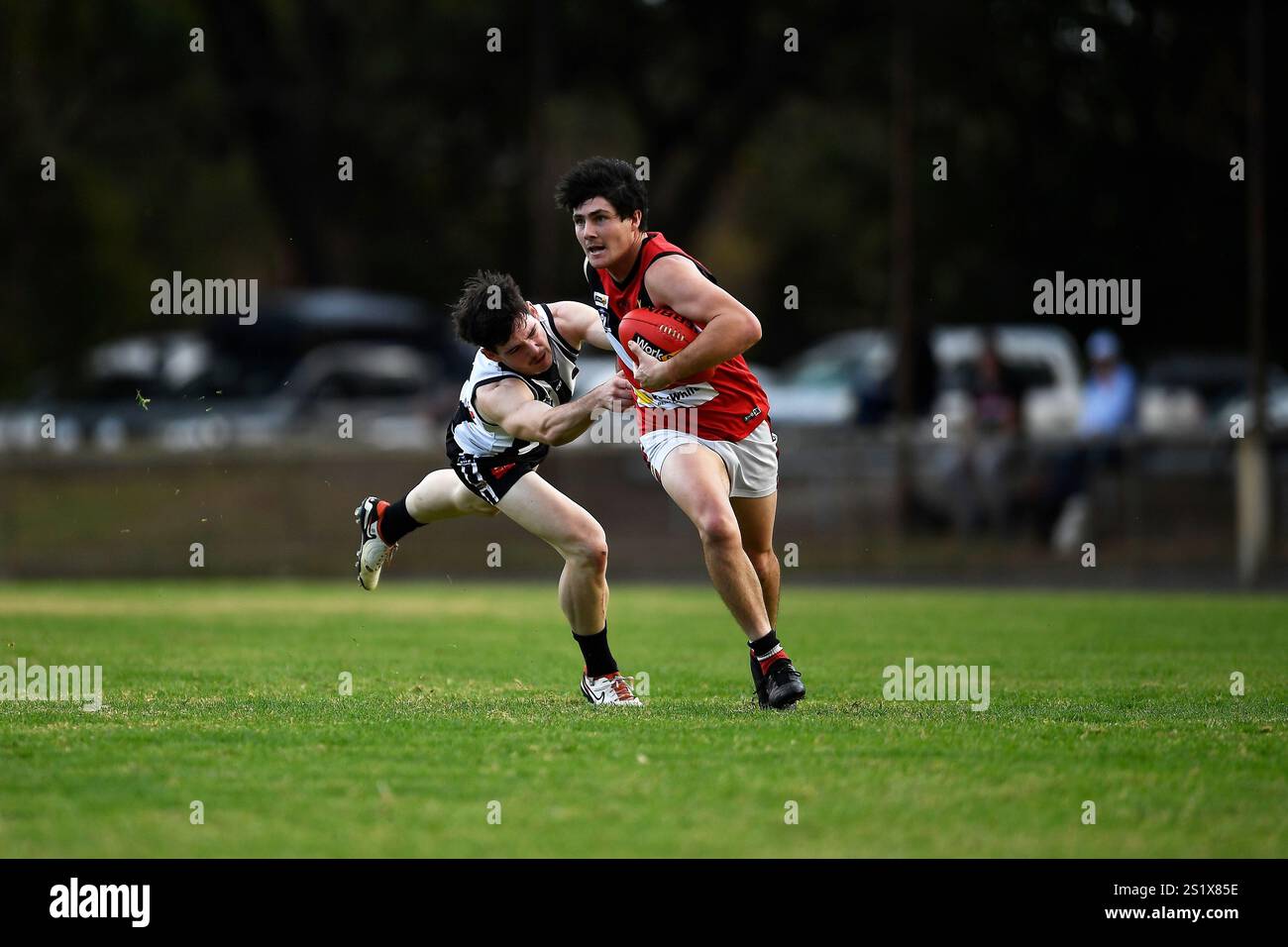 EUROA, AUSTRALIA 11 maggio 2024. Australian Rules Football, Goulburn Valley Football League turno 6 Euroa Magpies vs Benalla Saints in Euroa Foto Stock