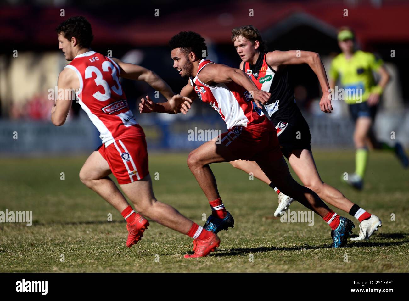 BENALLA, AUSTRALIA 8 giugno 2024. Australian Rules Football, Goulburn Valley Football League round 9. I Santi Benalla affrontano i cigni Shepparton Foto Stock