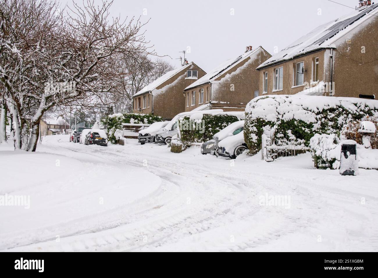 Chipping, Preston, Lancashire, Regno Unito. 5 gennaio 2025. Scene di neve da Chipping, vicino Preston, Lancashire, Regno Unito. Crediti: John Eveson/Alamy Live News Foto Stock