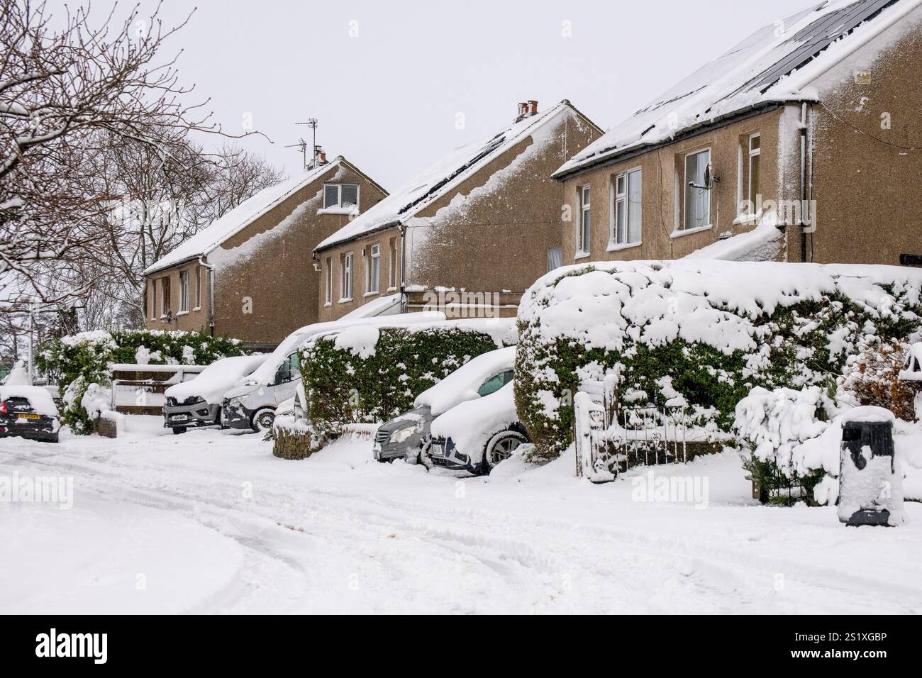 Chipping, Preston, Lancashire, Regno Unito. 5 gennaio 2025. Scene di neve da Chipping, vicino Preston, Lancashire, Regno Unito. Crediti: John Eveson/Alamy Live News Foto Stock