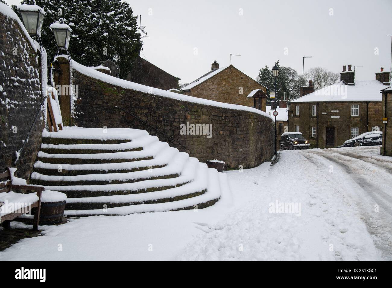 Chipping, Preston, Lancashire, Regno Unito. 5 gennaio 2025. Scene di neve da Chipping, vicino Preston, Lancashire, Regno Unito. Crediti: John Eveson/Alamy Live News Foto Stock