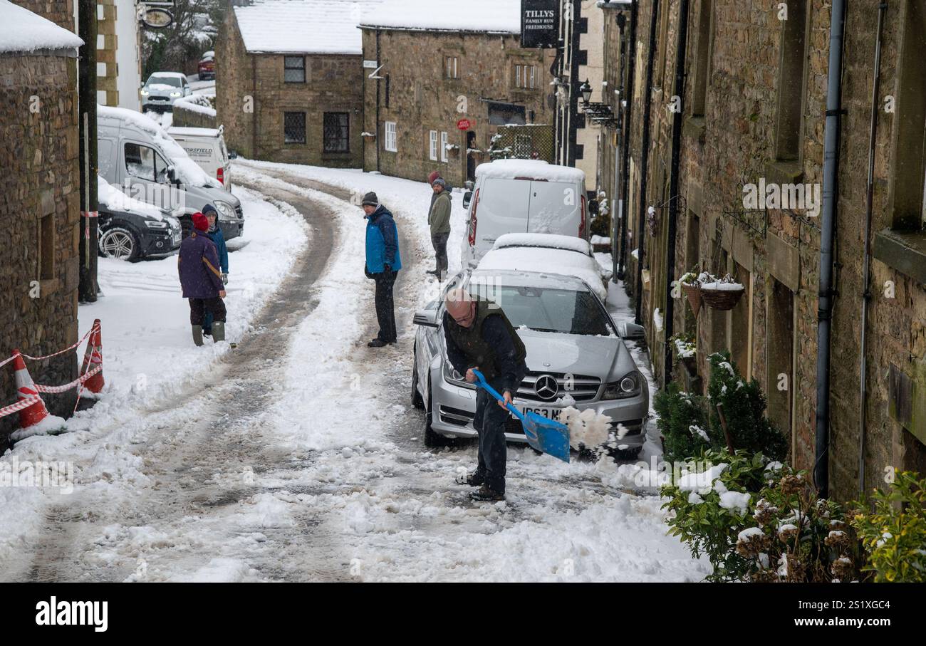 Chipping, Preston, Lancashire, Regno Unito. 5 gennaio 2025. Scene di neve da Chipping, vicino Preston, Lancashire, Regno Unito. Crediti: John Eveson/Alamy Live News Foto Stock