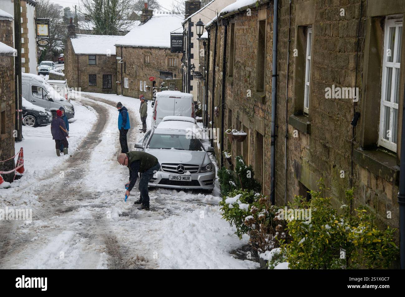 Chipping, Preston, Lancashire, Regno Unito. 5 gennaio 2025. Scene di neve da Chipping, vicino Preston, Lancashire, Regno Unito. Crediti: John Eveson/Alamy Live News Foto Stock