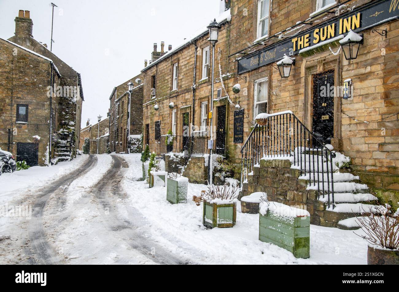 Chipping, Preston, Lancashire, Regno Unito. 5 gennaio 2025. Scene di neve da Chipping, vicino Preston, Lancashire, Regno Unito. Crediti: John Eveson/Alamy Live News Foto Stock