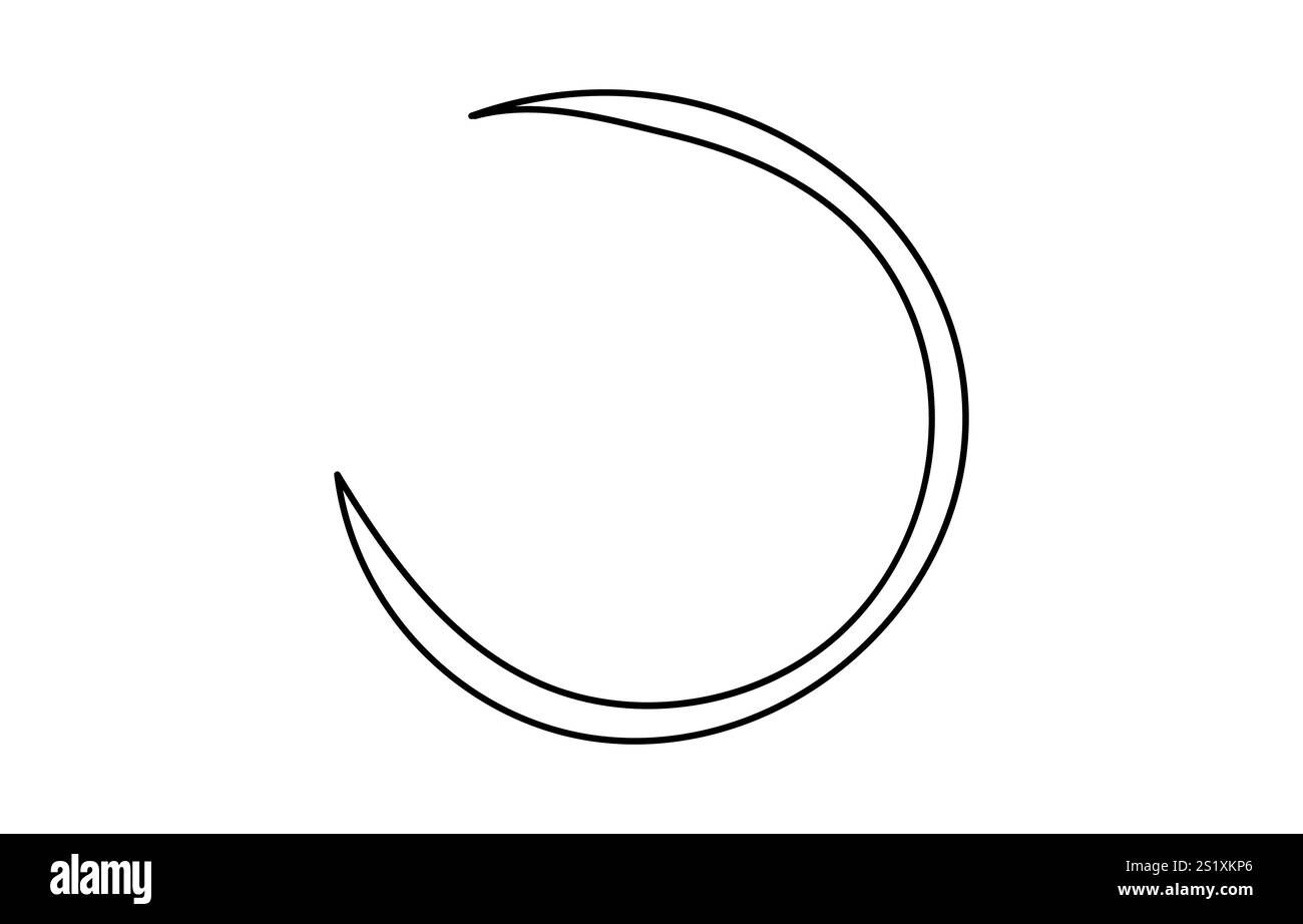 Disegno continuo della Luna con banner stella Ramadan Kareem in semplice illustrazione lineare Illustrazione Vettoriale