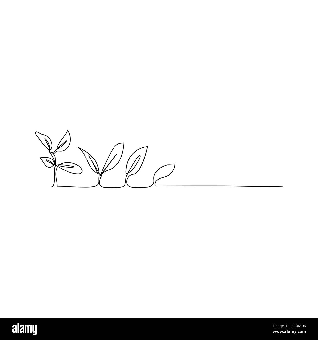 Disegno continuo su una linea dell'illustrazione vettoriale del contorno del processo di crescita delle piante Illustrazione Vettoriale
