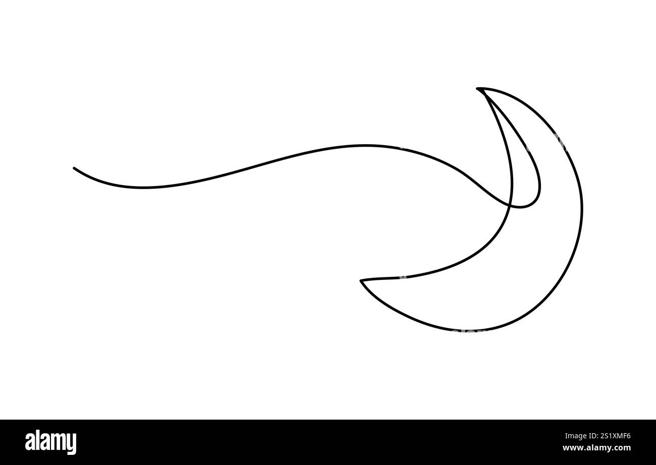 Disegno continuo della Luna con banner stella Ramadan Kareem in semplice illustrazione lineare Illustrazione Vettoriale