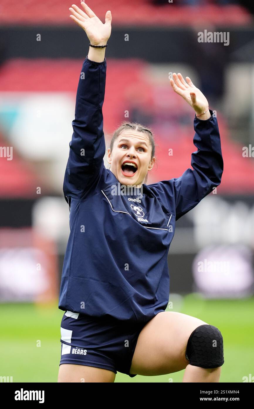 Ilona Maher dei Bristol Bears davanti all'Allianz Premiership Women's Rugby Match ad Ashton Gate, Bristol. Data foto: Domenica 5 gennaio 2024. Foto Stock