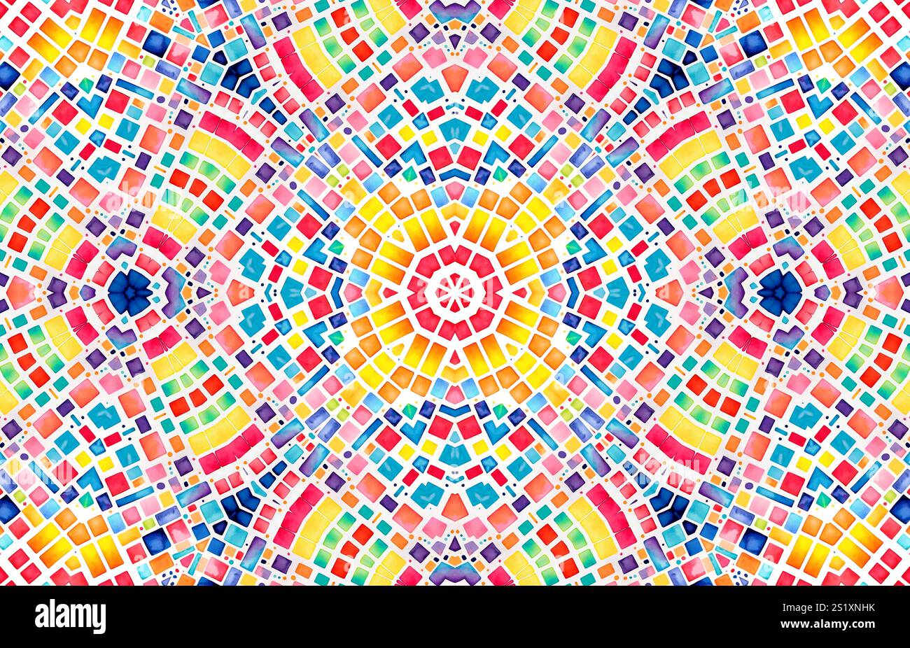 Sfondo con motivo a mosaico colorato, motivo concentrico multicolore astratto per il design Foto Stock