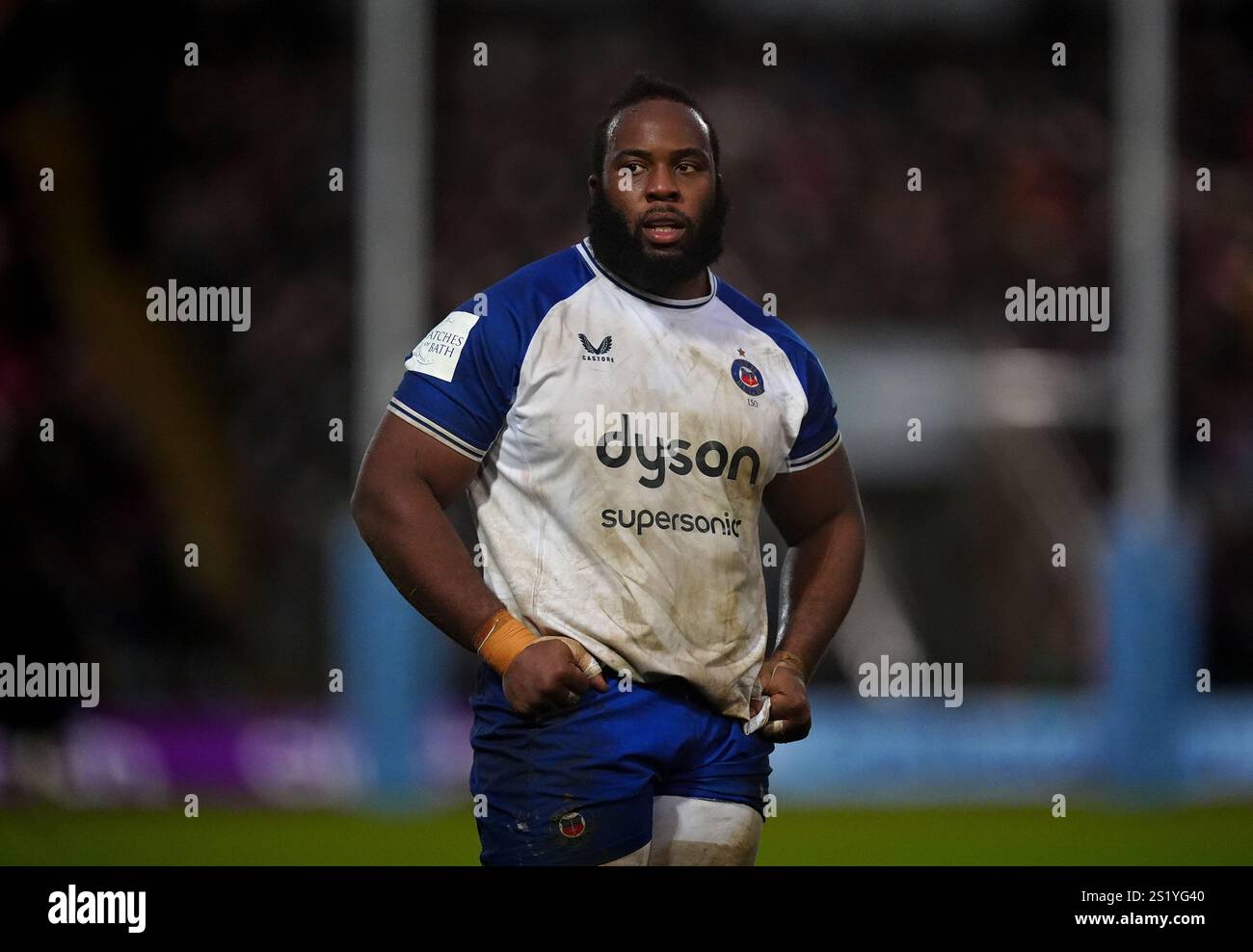 Beno Obano di Bath durante la partita della Gallagher Premiership al cinch Stadium di Franklin's Gardens, Northampton. Data foto: Domenica 5 gennaio 2024. Foto Stock