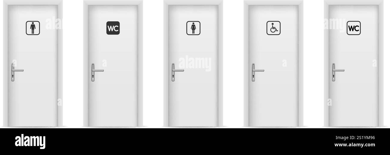 Set di porte del bagno pubblico Illustrazione Vettoriale