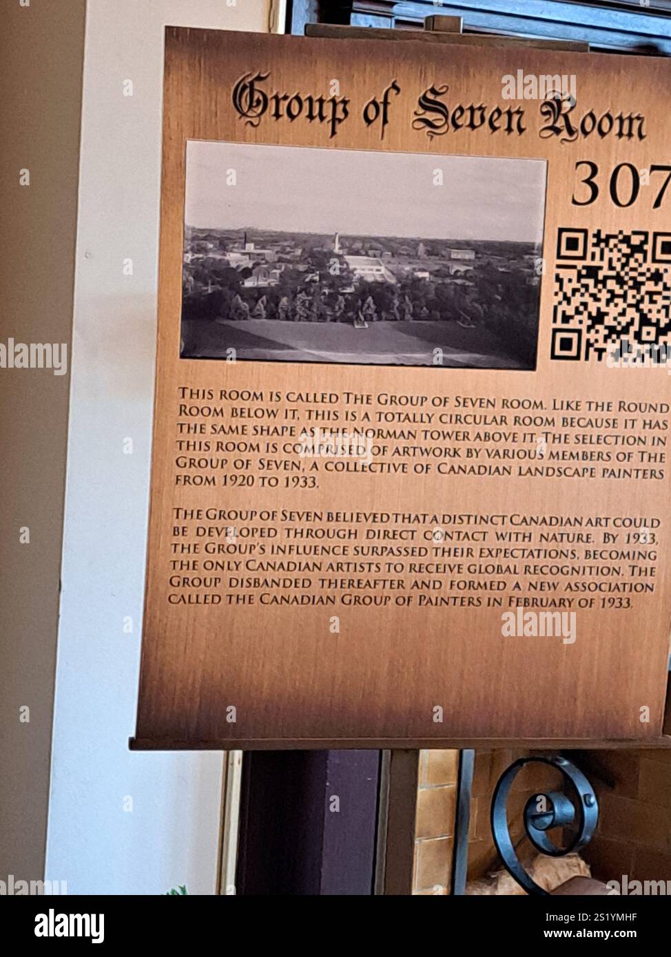 Cartello per il gruppo di sette camere all'interno di Casa Loma sulla Austin Terrace a Toronto, Ontario, Canada Foto Stock