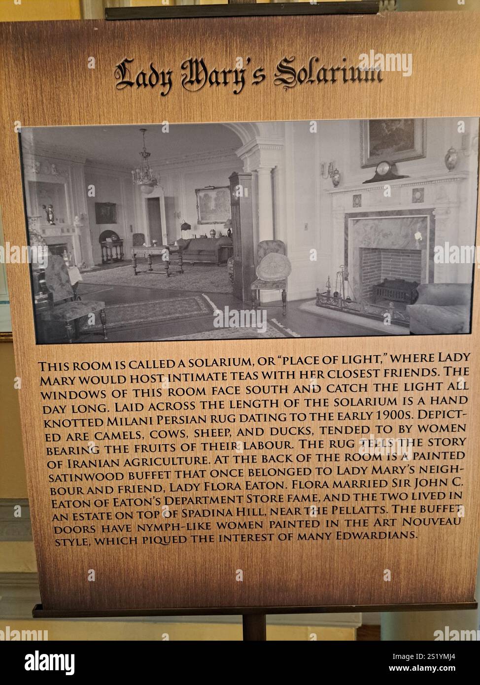 Cartello solarium di Lady Mary all'interno di Casa Loma sulla Austin Terrace a Toronto, Ontario, Canada Foto Stock
