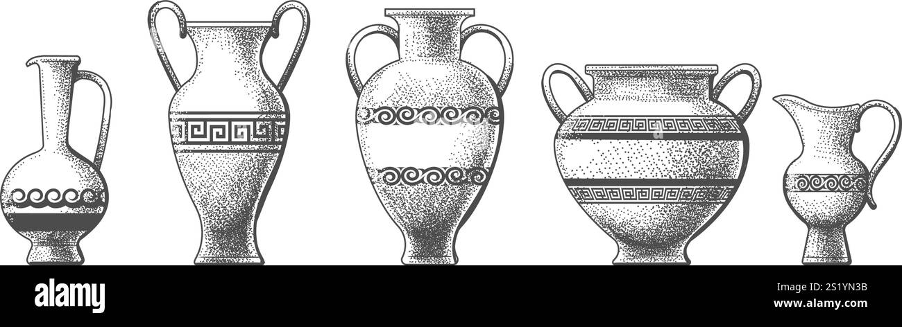 Vasi greci disegnati a mano Illustrazione Vettoriale