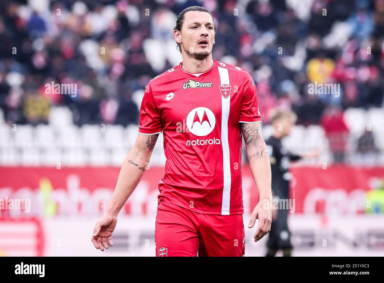 Milan DJURIC dell'AC Monza durante la partita di campionato italiano di serie A tra AC Monza e Cagliari calcio il 5 gennaio 2025 allo stadio U-Power di Monza Foto Stock