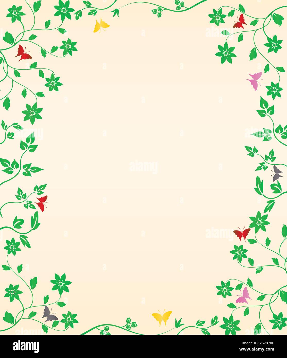 Fiori di vegetazione e farfalla per le vostre idee. EPS 10 Illustrazione Vettoriale