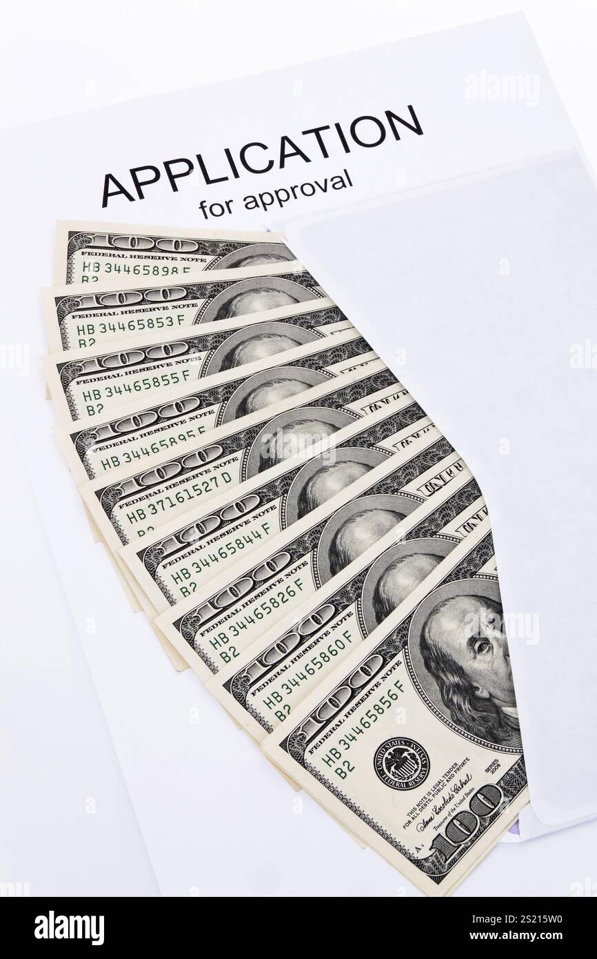 Molte banconote in dollari con un'applicazione inglese Austria Foto Stock