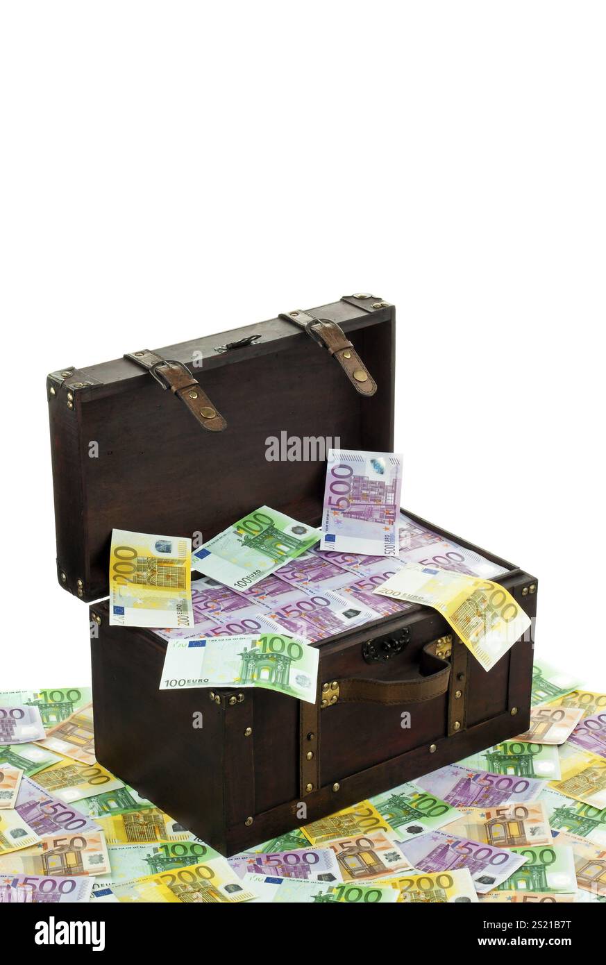 Una grande cassa di banconote in euro. Crisi finanziaria, crisi, debito. Austria Foto Stock