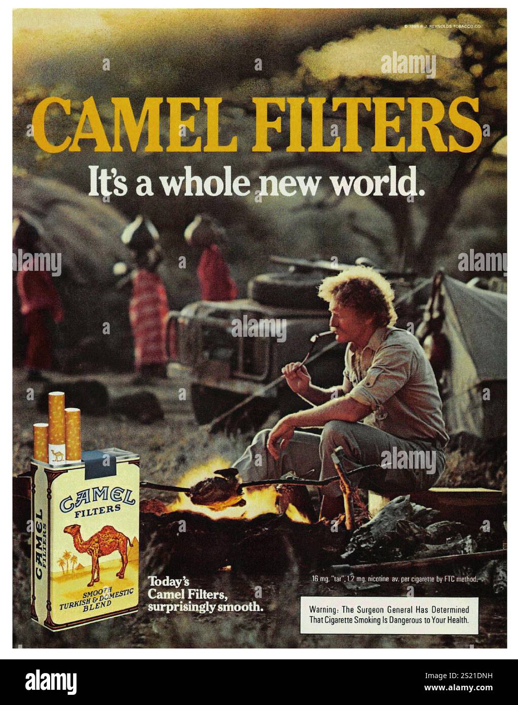1985 pubblicità filtri a cammello - "è un mondo completamente nuovo" Foto Stock