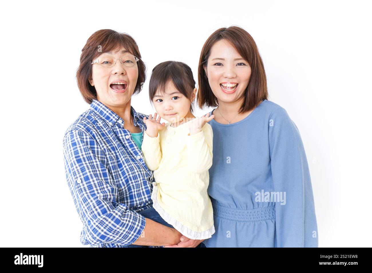 Figli stretti, madri e nonne Foto Stock