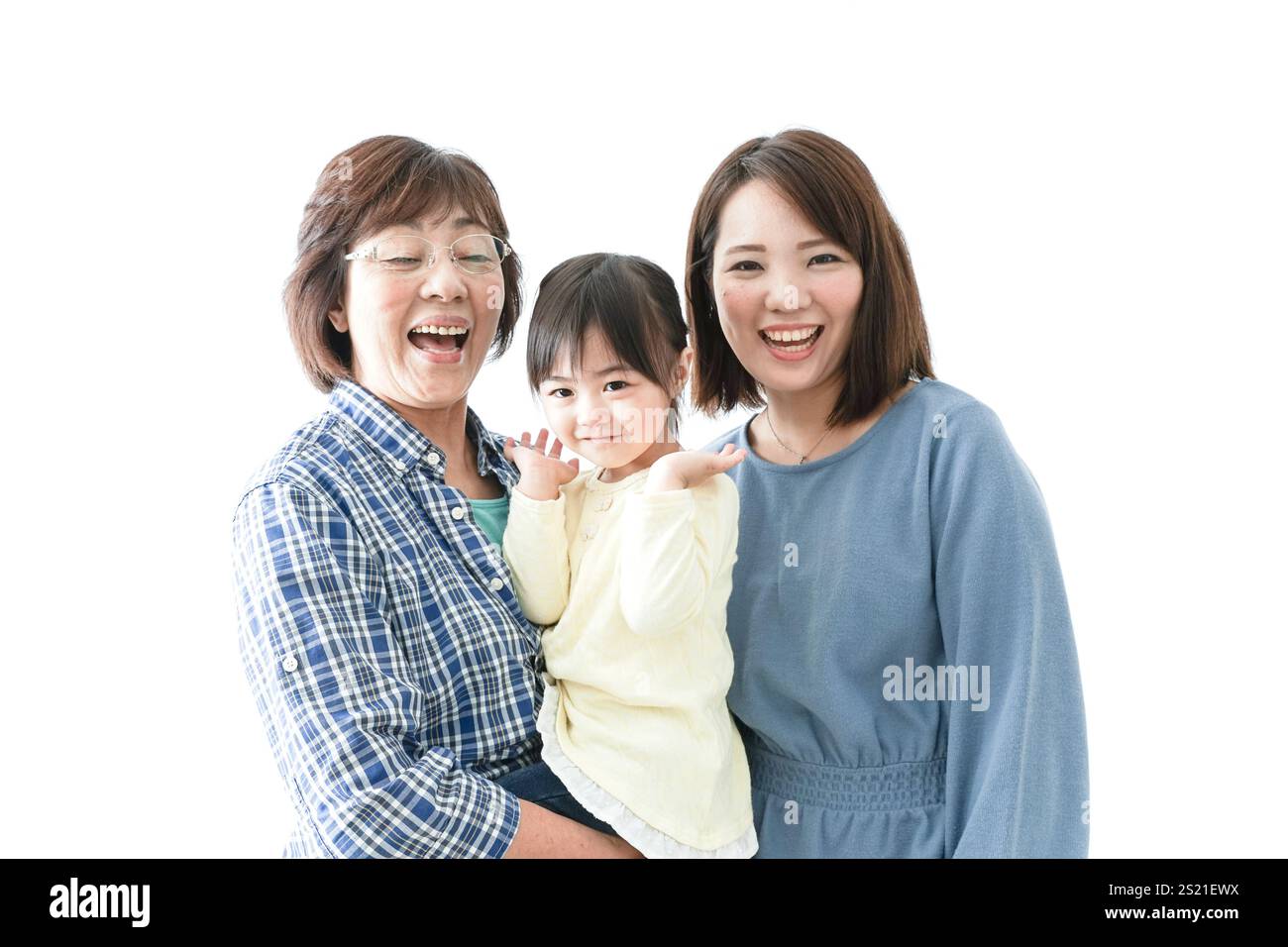 Figli stretti, madri e nonne Foto Stock