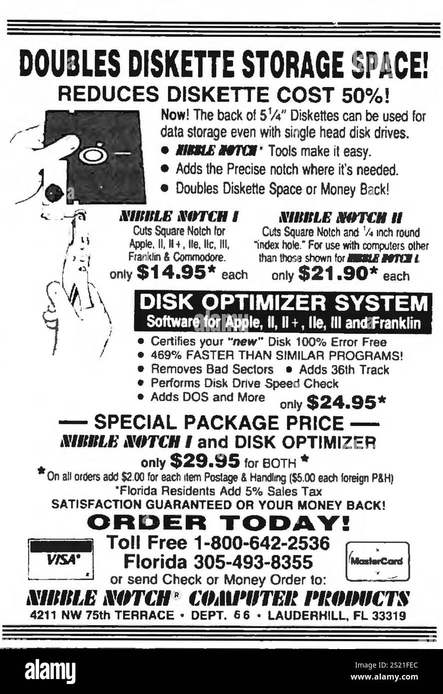 1985 prodotti per computer Nibble Notch - ad di sistema di ottimizzazione del disco - "spazio di archiviazione su disco doppio" Foto Stock