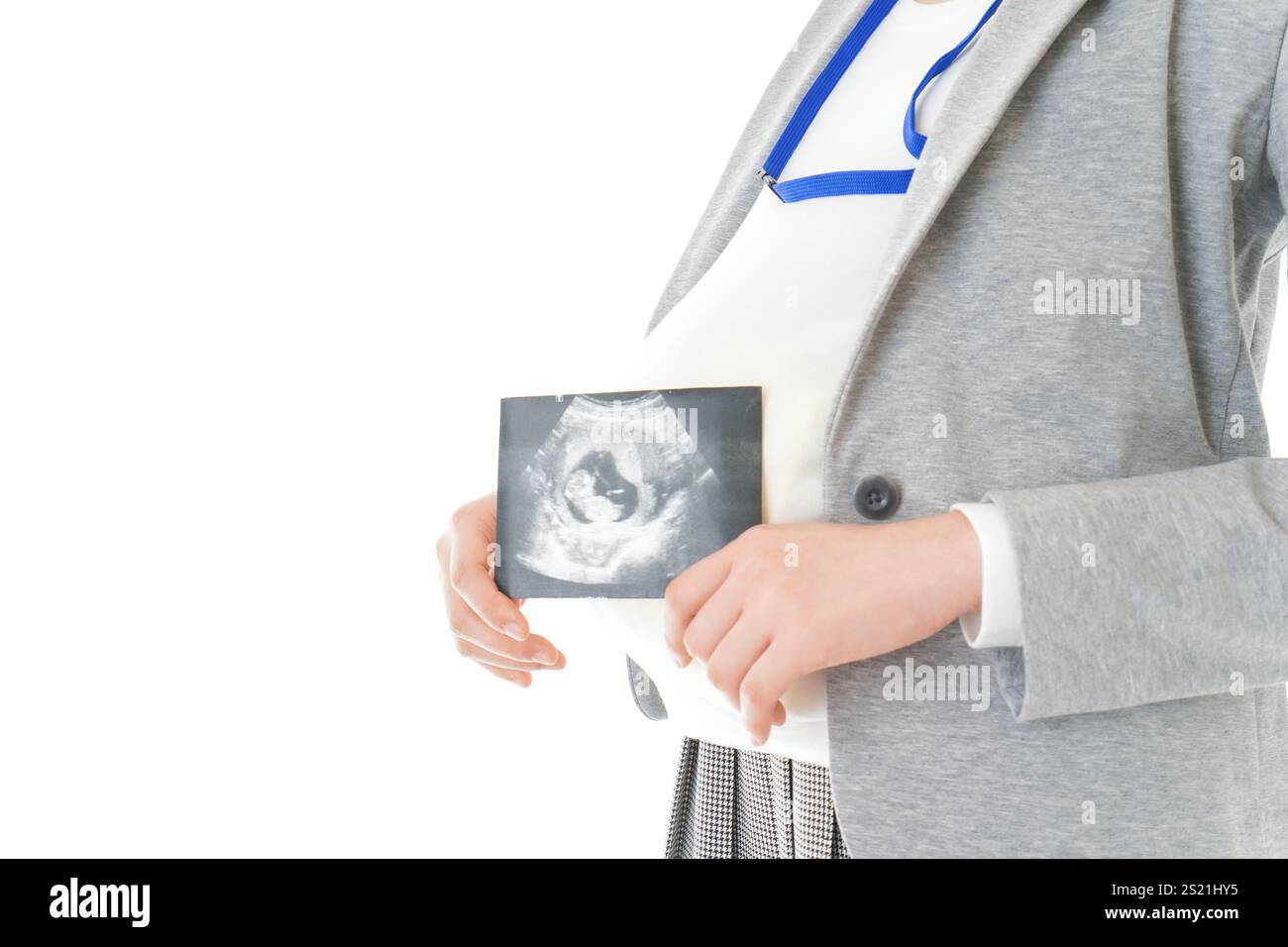Donna d'affari incinta con immagine eco Foto Stock